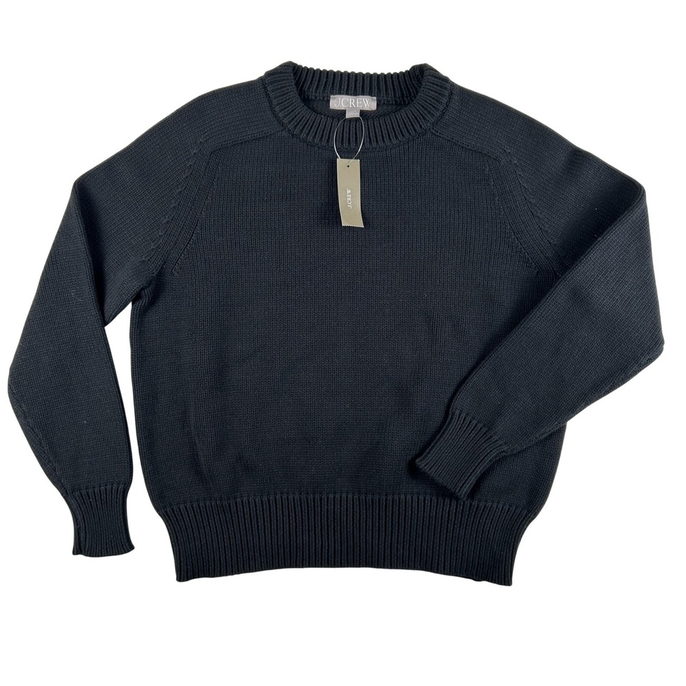 J.Crew Sweater Womens XXS Black Cotton Blend Knit Crew Neck‎ Raglan Pullover